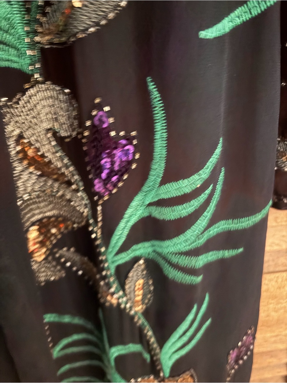 Nasty Gal Black sequined long sweater duster maximalist size medium floral - Picture 3 of 10